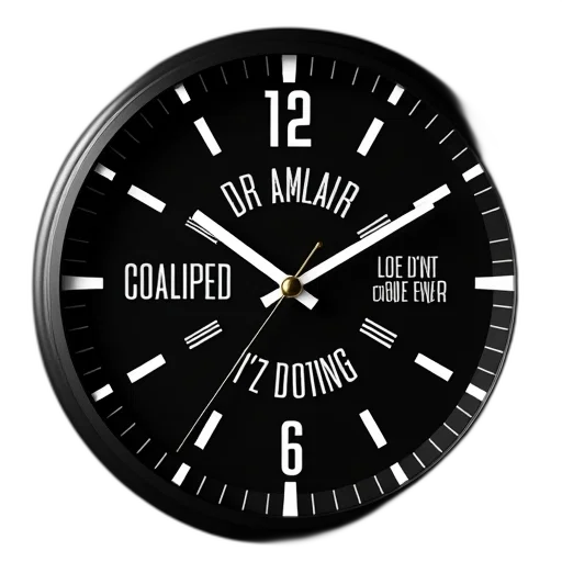3d render, clock, features, words transparent PNG cut-out