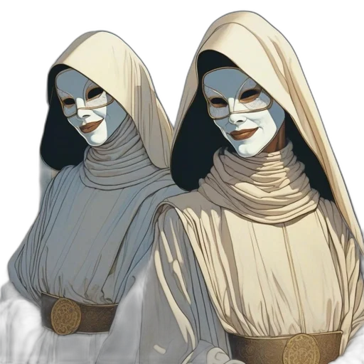 mask, staff, face, concept art, comic book art, fantasy art, 3d render, dark transparent PNG cut-out