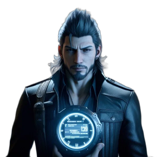 jacket, face, weapon, cyberpunk, concept art, 3d render, photorealistic, serious transparent PNG cut-out