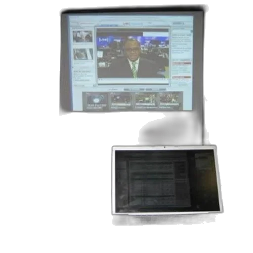 staff, laptop, older, computer, monitor, sit, table, front transparent PNG cut-out