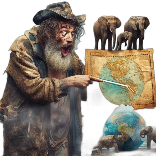 staff, animal, concept art, fantasy art, photorealistic, earth tones, pirate-like, figure transparent PNG cut-out