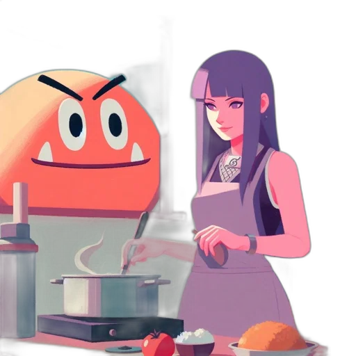 robot, food, concept art, 3d render, pixel art, cartoon, fire, outer space transparent PNG cut-out