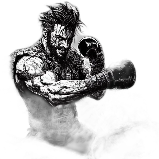 weapon, comic book art, concept art, fantasy art, photorealistic, tense, boxing, match transparent PNG cut-out