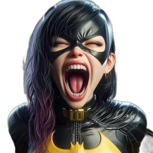 comic book art, 3d render, photorealistic, concept art, batman-themed, female, character, dark transparent PNG cut-out