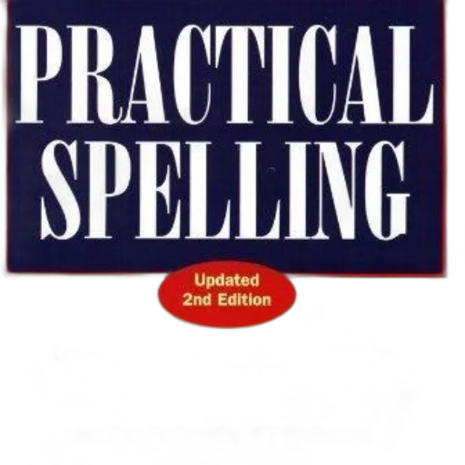 practical, spelling, book, cover, blue, orange, background, featuring transparent PNG cut-out
