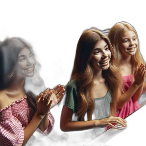 photorealistic, concept art, 3d render, oil painting, group, teenage, girls, including transparent PNG cut-out