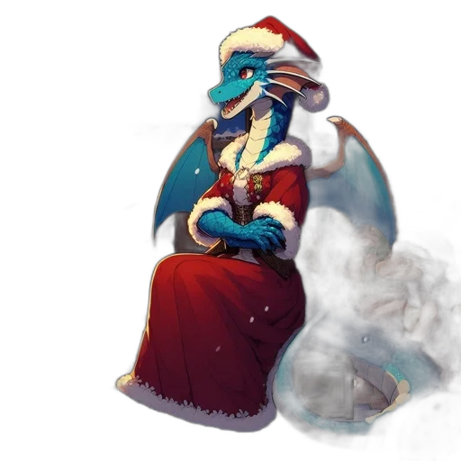dragon, concept art, fantasy art, watercolor, pixel art, snow, blue, festive transparent PNG cut-out
