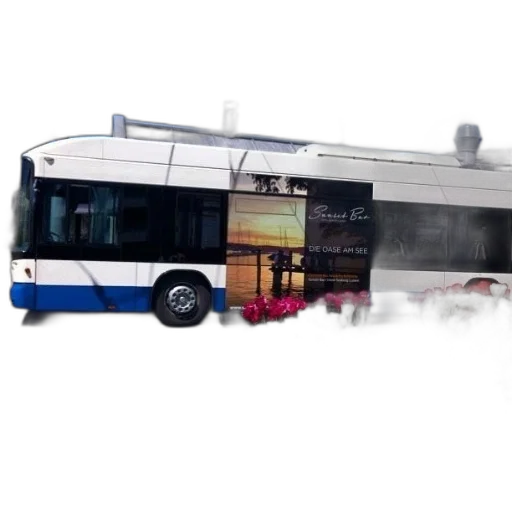 car, 3d render, photorealistic, concept art, fog, white, blue, bus transparent PNG cut-out