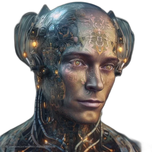 robot, face, mask, creature, cyberpunk, concept art, 3d render, photorealistic transparent PNG cut-out