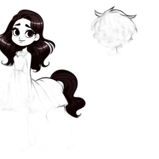 dress, hair, crown, creature, concept art, fantasy art, cartoon, pixel art transparent PNG cut-out