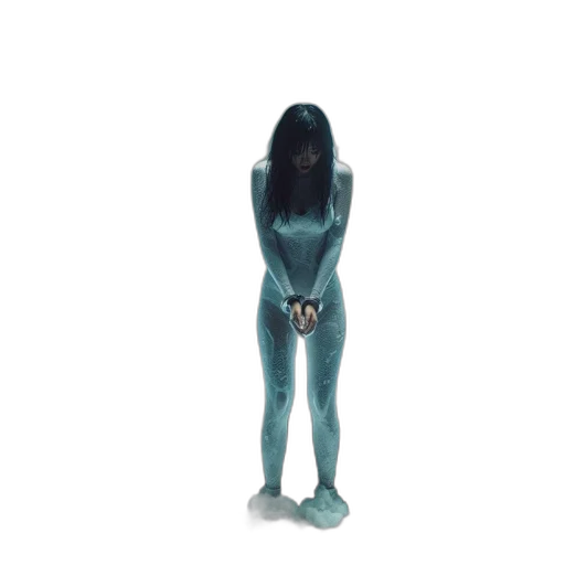 creature, mask, dress, robot, 3d render, concept art, vaporwave, photorealistic transparent PNG cut-out