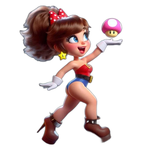 dress, staff, 3d render, concept art, cartoon, pixel art, animated, character transparent PNG cut-out