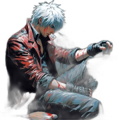 jacket, weapon, creature, concept art, comic book art, watercolor, anime, fire transparent PNG cut-out