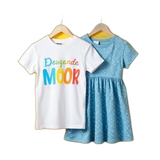 dress, monochrome, white, t-shirt, colorful, lettering, blue, polka transparent PNG cut-out