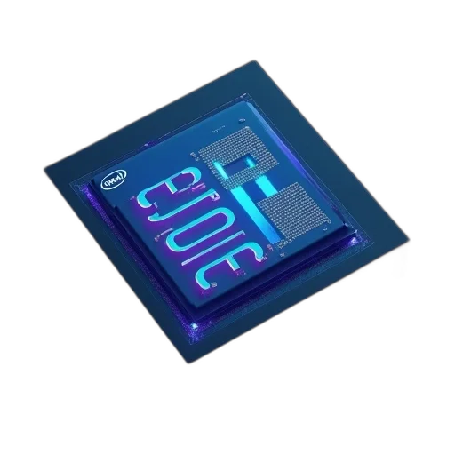 robot, crown, vaporwave, 3d render, neon lights, blue, intel, processor transparent PNG cut-out