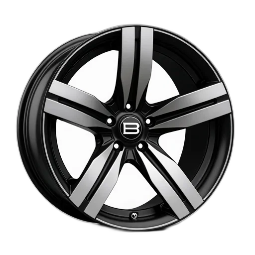 car, black, silver, alloy, wheel, five-spoke, design, logo transparent PNG cut-out