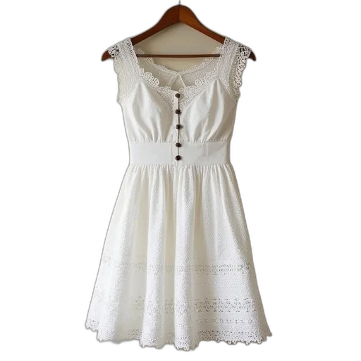 dress, white, eyelet, set transparent PNG cut-out