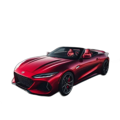 car, 3d render, photorealistic, red, convertible, parked, overpass, showcasing transparent PNG cut-out