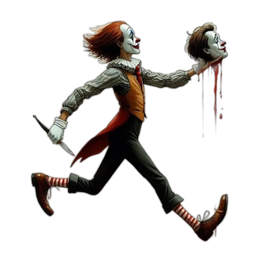 creature, concept art, pixel art, comic book art, 3d render, unsettling, clown, figure transparent PNG cut-out