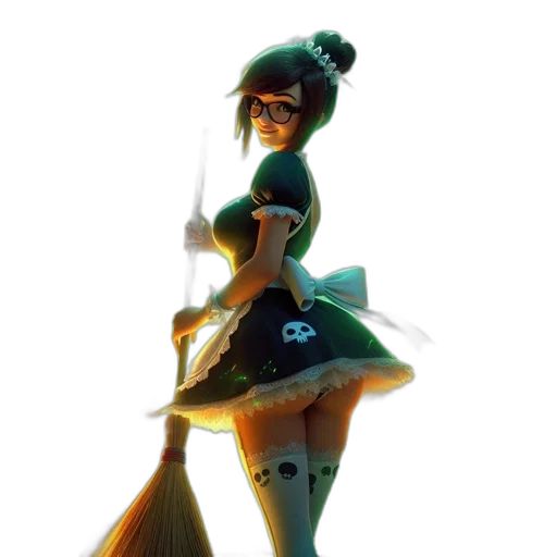 dress, staff, weapon, robot, concept art, 3d render, fantasy art, anime transparent PNG cut-out