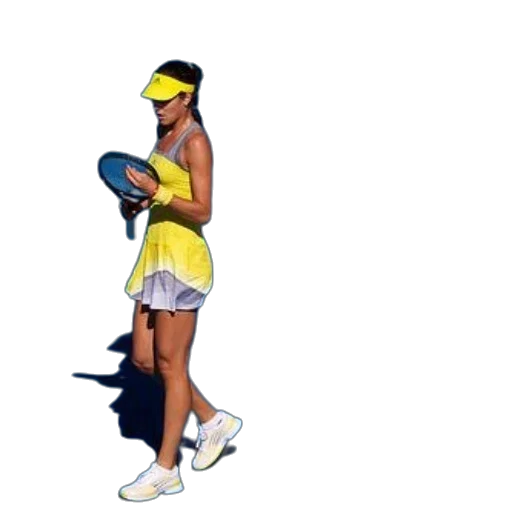 dress, concept art, pixel art, cartoon, 3d render, tennis, player, yellow transparent PNG cut-out