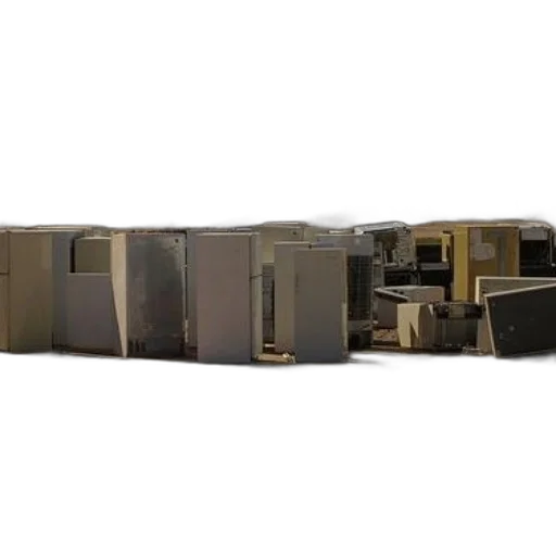 furniture, jewelry, robot, weapon, 3d render, earth tones, abandoned, refrigerators transparent PNG cut-out