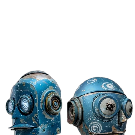 robot, mask, 3d render, concept art, photorealistic, cyberpunk, outer space, blue transparent PNG cut-out