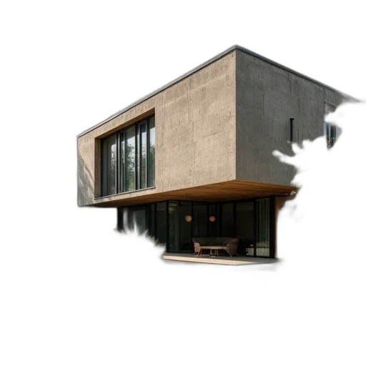 building, 3d render, photorealistic, concept art, earth tones, museum, plants, front transparent PNG cut-out