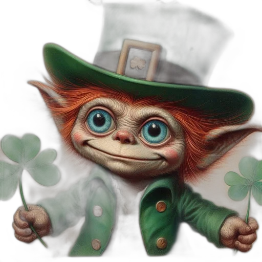 staff, concept art, photorealistic, fantasy art, 3d render, green, leprechaun-like, creature transparent PNG cut-out