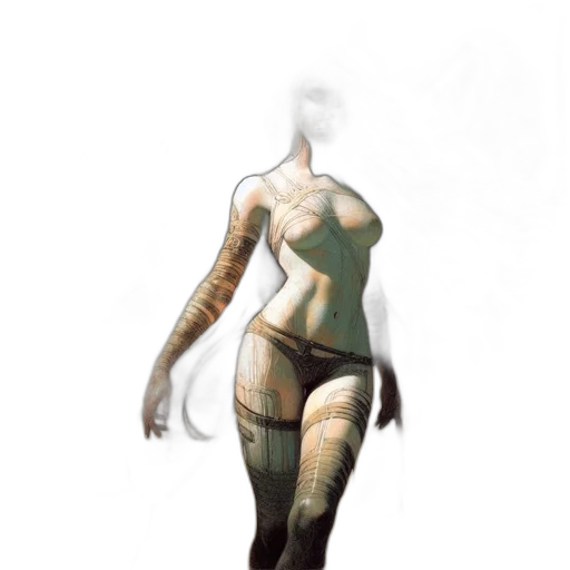 dress, robot, creature, mask, concept art, fantasy art, photorealistic, 3d render transparent PNG cut-out