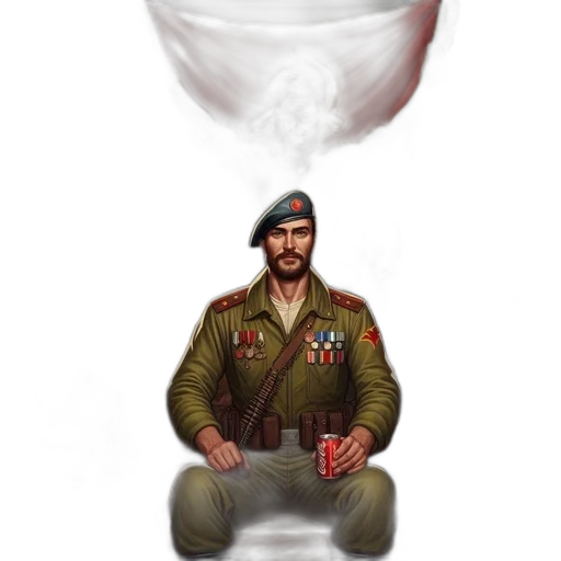 hat, face, jacket, weapon, concept art, pixel art, photorealistic, 3d render transparent PNG cut-out
