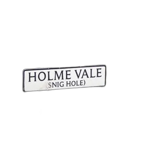 street, sign, holme, vale, featuring, name, snig, hole transparent PNG cut-out