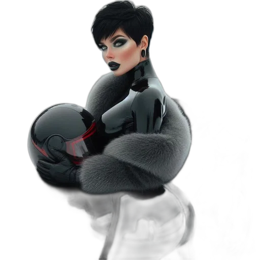 robot, concept art, comic book art, 3d render, cartoon, outer space, woman, short transparent PNG cut-out