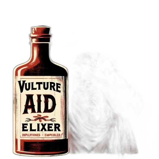 bottle, large, red, hand-drawn, label, skeletal, figure, cloak transparent PNG cut-out