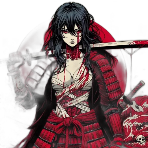 sword, fantasy art, anime, concept art, comic book art, red, monochrome, dark transparent PNG cut-out