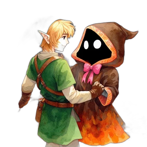 mask, staff, concept art, fantasy art, pixel art, watercolor, fire, dark transparent PNG cut-out