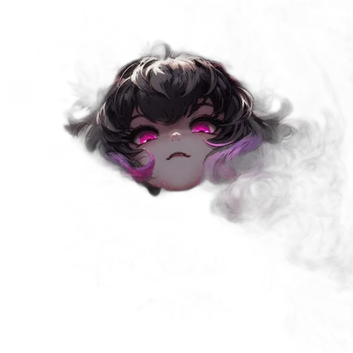 mask, face, creature, hair, concept art, anime, vaporwave, pixel art transparent PNG cut-out