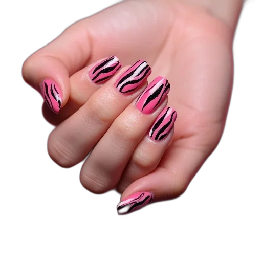 jewelry, hair, photorealistic, 3d render, vaporwave, pink, zebra, print transparent PNG cut-out