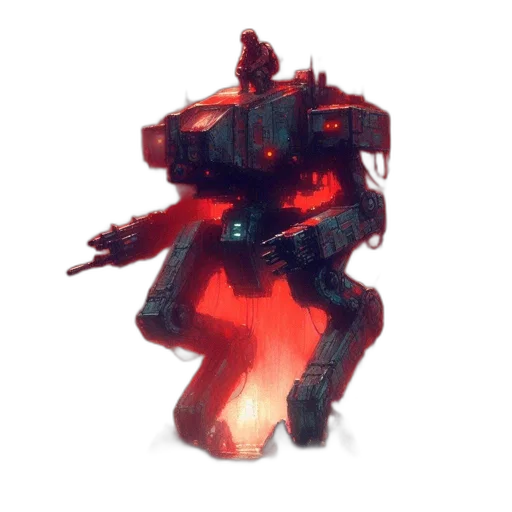 robot, creature, weapon, staff, concept art, pixel art, cyberpunk, fantasy art transparent PNG cut-out
