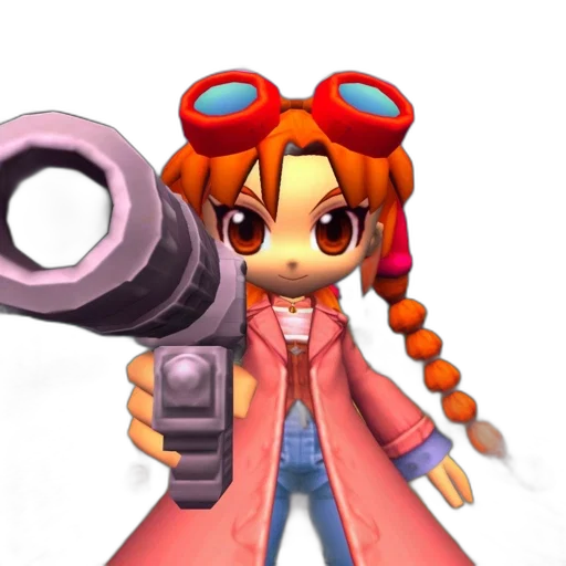weapon, staff, jacket, robot, 3d render, concept art, pixel art, cartoon transparent PNG cut-out