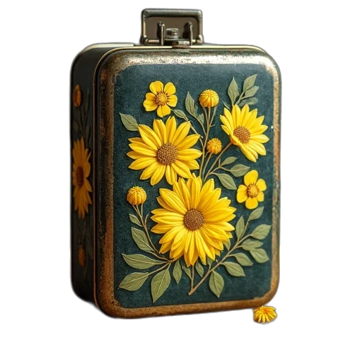 flower, photorealistic, oil painting, golden transparent PNG cut-out