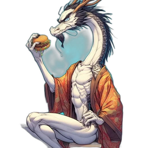 dragon, staff, creature, animal, fantasy art, concept art, pixel art, watercolor transparent PNG cut-out