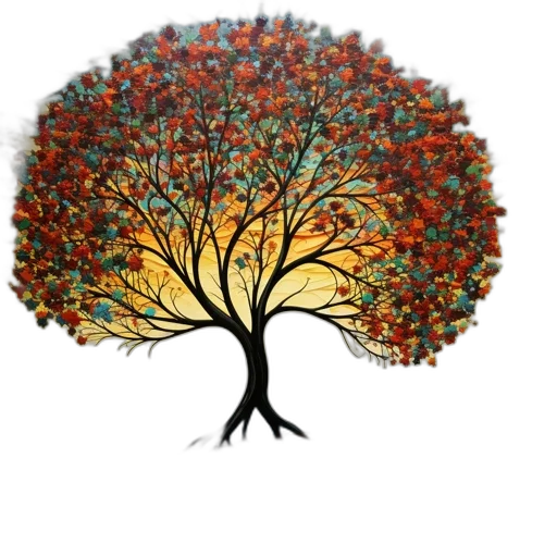 tree, crown, concept art, watercolor, photorealistic, 3d render, forest, colorful transparent PNG cut-out