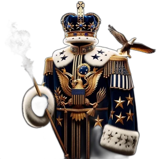 crown, staff, jewelry, robot, 3d render, concept art, photorealistic, adorned transparent PNG cut-out