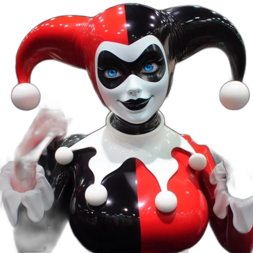 mask, 3d render, comic book art, concept art, life-sized, harley, quinn, statue transparent PNG cut-out