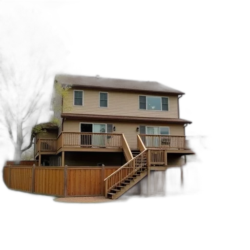 building, furniture, 3d render, photorealistic, concept art, earth tones, two-story, house transparent PNG cut-out