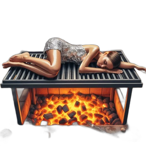 furniture, food, photorealistic, concept art, fire, surreal, coastal, sunset transparent PNG cut-out