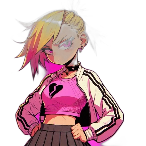 jacket, staff, mask, creature, pixel art, vaporwave, cyberpunk, anime transparent PNG cut-out