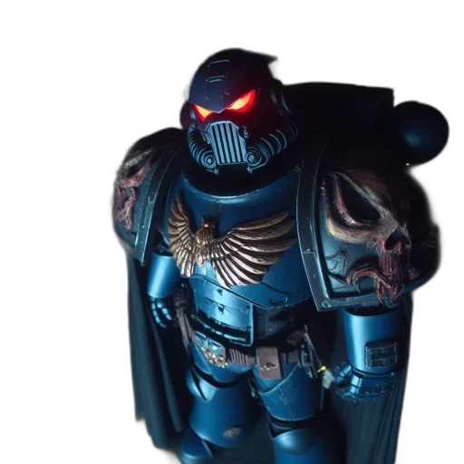 robot, 3d render, concept art, imposing, large, blue-armored, figure, dominates transparent PNG cut-out
