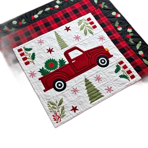 car, red, black, plaid, quilt, festive, holiday, theme transparent PNG cut-out